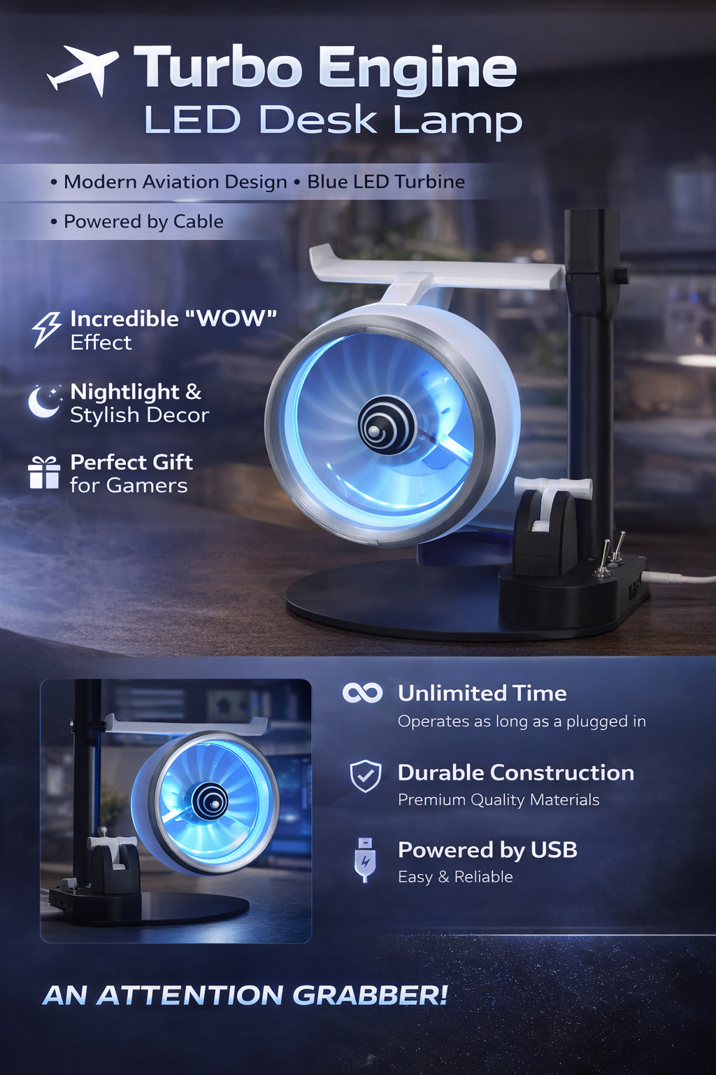 AeroGlow Turbo LED Desk Lamp